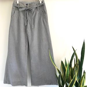 Anthropologie Wide-Leg Chambray Striped Pants
